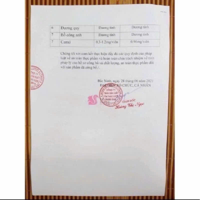 Phiếu công bố Thanh Huyết Đan TKH